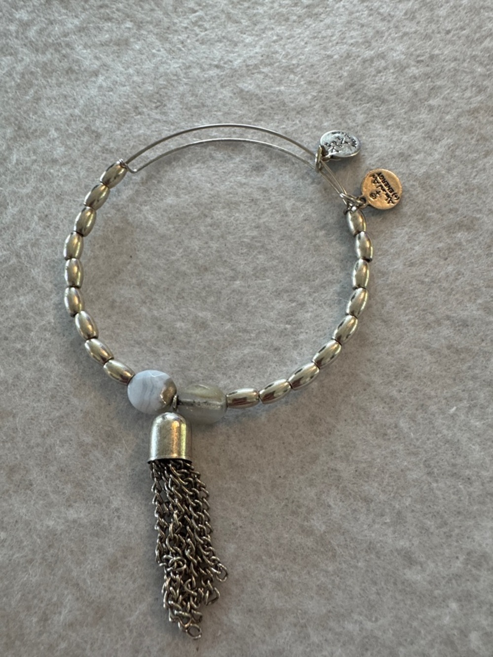 Alex and Ani Silver Tone Tassel & Charm Bangle Bracelet Set - Picture 5 of 6
